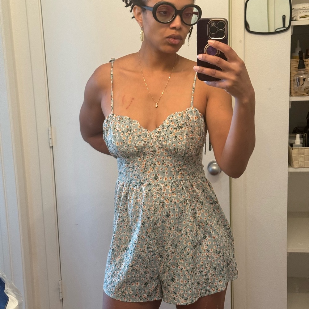 Floral Spaghetti Strap Romper